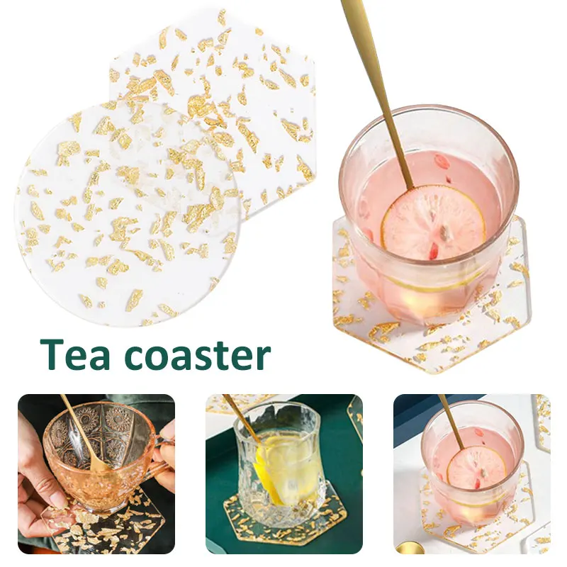 

1/6pcs Round Gold And Silver Foil Doily Party Decorative Tableware Placemats Paper Coffee Cup Mat For Home Mats Table Decoration