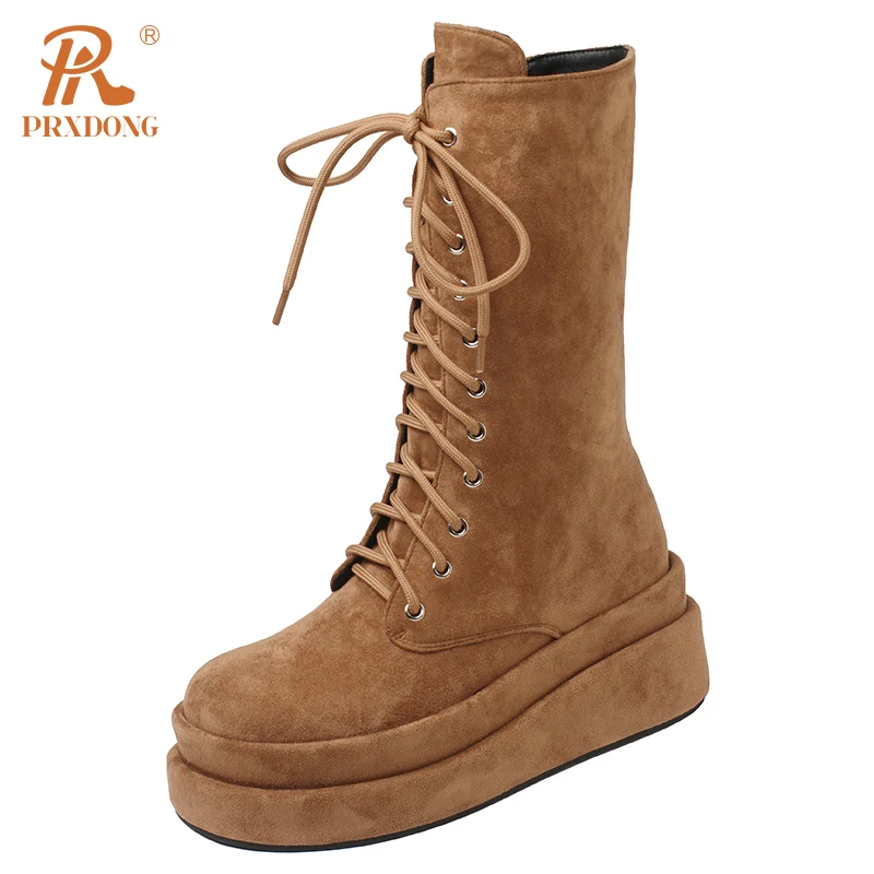 

PRXDONG Top 2023 Autumn Winter Warm Ankle Boots Wedges High Heels Platform Rome Black Apricot Dress Casual Female Shoes Size 39