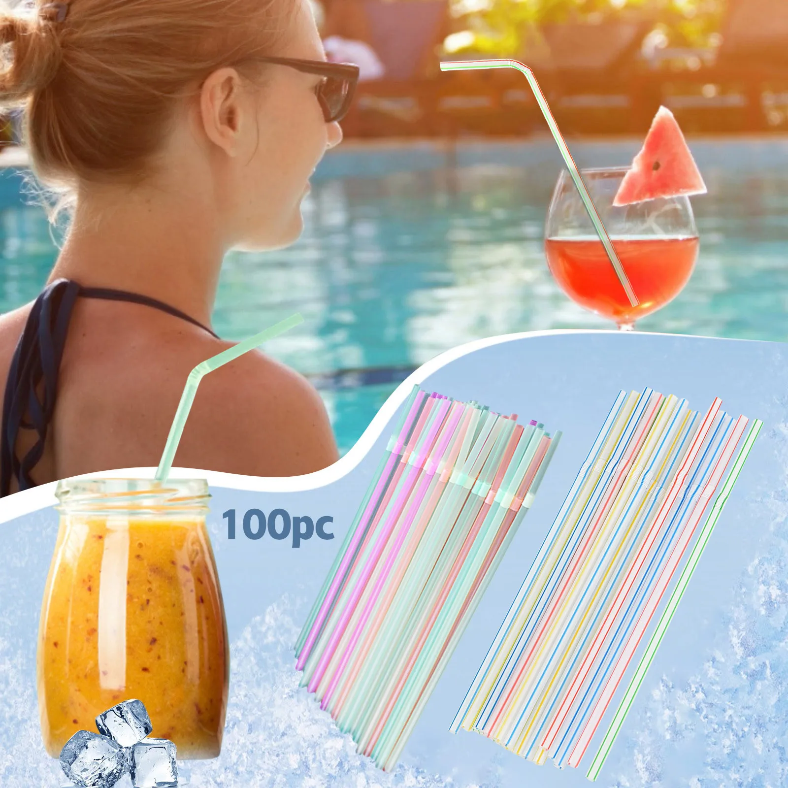 

With Spoon Straw Color Creative Spoon Type Disposable PP Straw Stars Plastic Straws Christmas Folding Straws Drinking Reusable