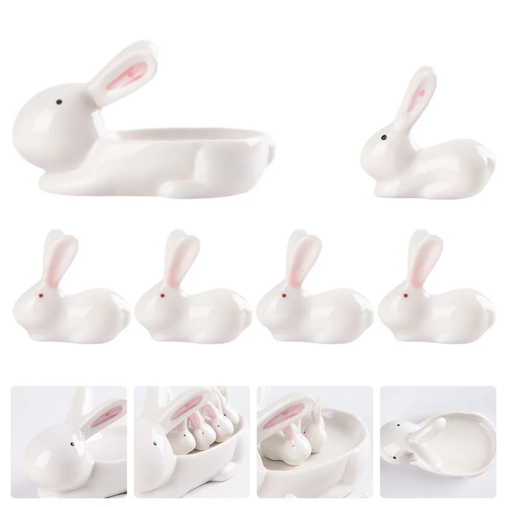 

1 Set Rabbit Shaped Decor Chopsticks Stand Ceramic Chopsticks Rest for Decor Restaurant Kitchen