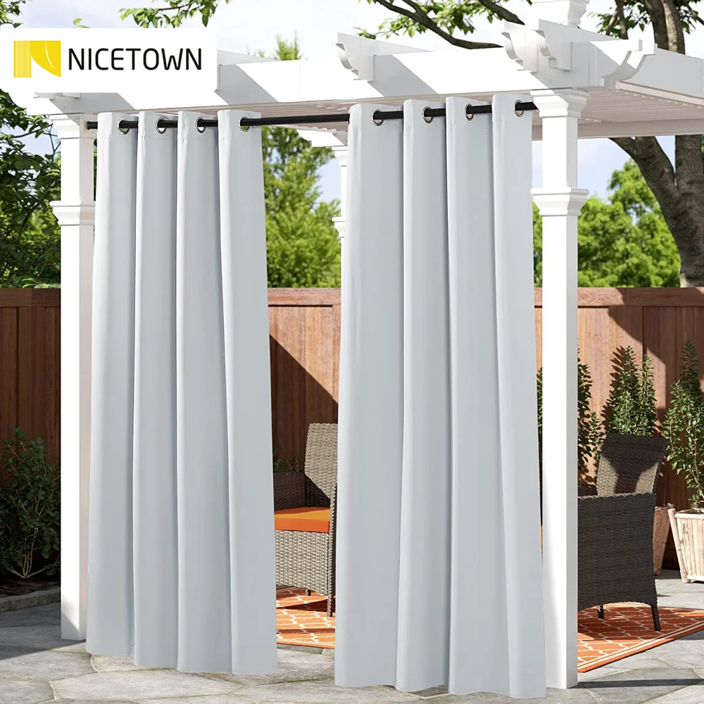 

NICETOWN 15 Colors Waterproof Outdoor Curtain Blackout Patio Curtains Window Drapes for Porch Pergola Cabana Gazebo 1 Panel