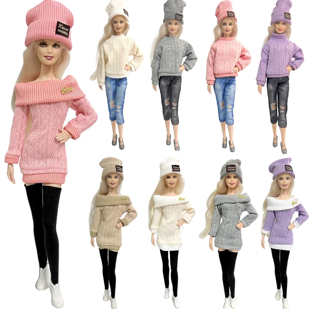 

Одежда для Барби 1/6, шапка, свитер, джинсы для куклы Барби 30 см, повседневная одежда, одежда, наряд, аксессуары, детская игрушка