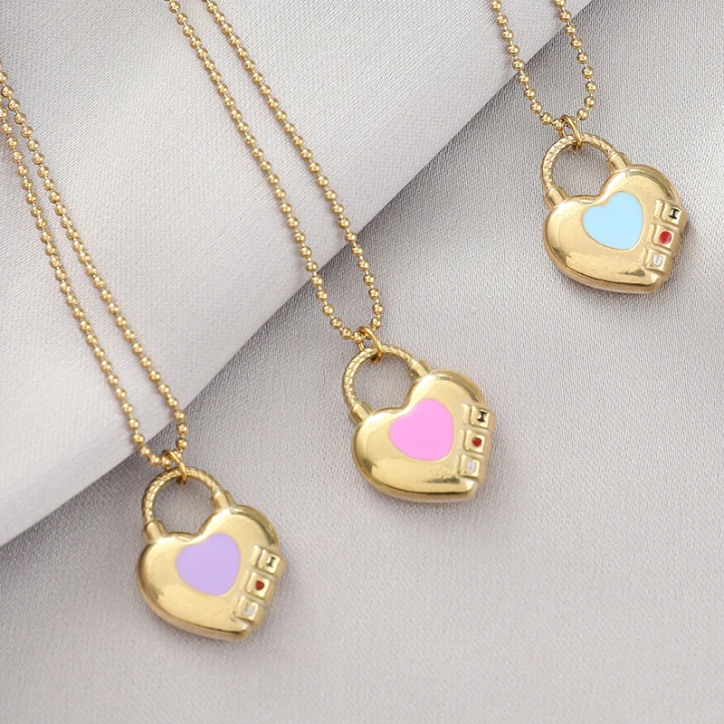 

Bohemia Heart Zircon Pendant Necklace for Women Stainless Steel Chain Necklace Natural Stone Pendant Wedding Party Jewelry Gifts