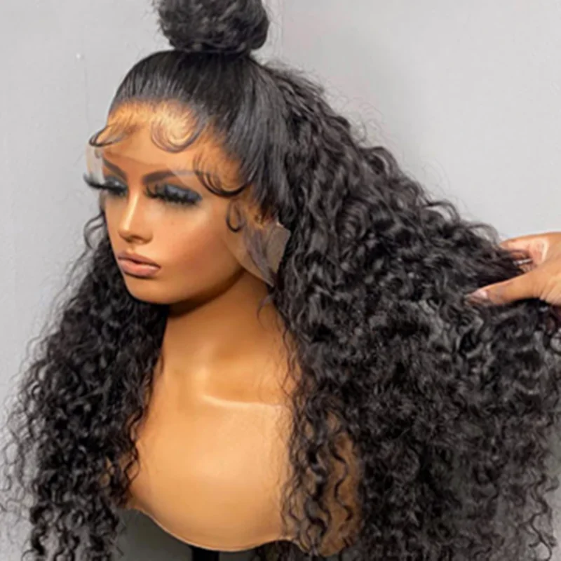 

26 Inches Long 180%Density Glueless Black Kinky Curly Lace Front Wig With BabyHair Preplucked Heat Temperature Daily Cosplay Wig