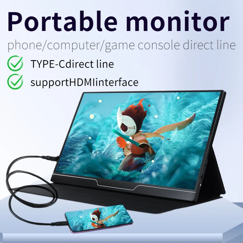 15.6 Inch 4K UHD Portable Monitor 3840*2160 IPS 100% sRGB HDR 500 Gaming Display For Computer Laptop Xbox PS4/5 Switch