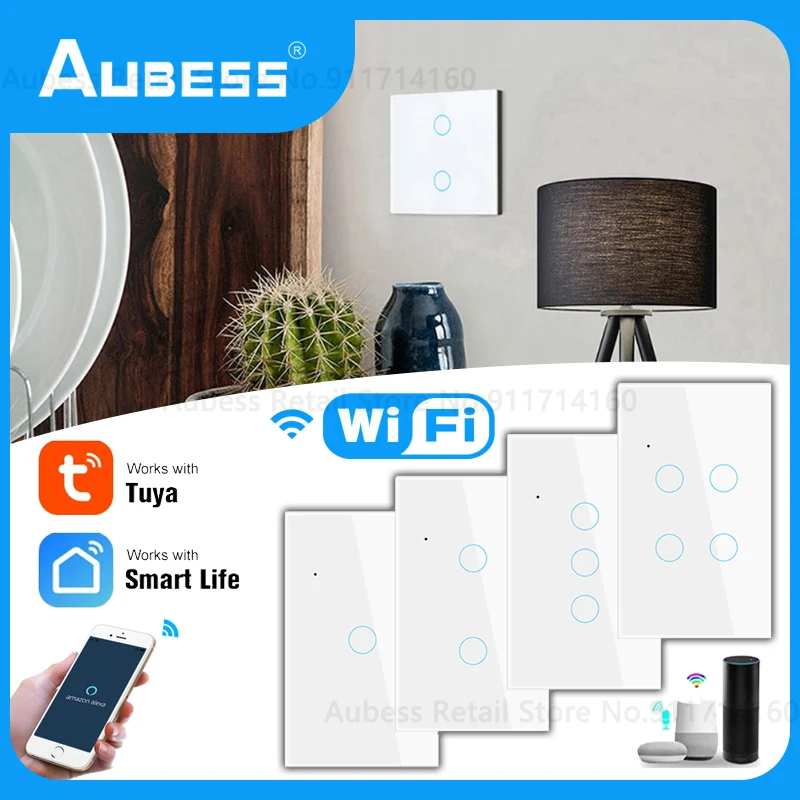 

Умный выключатель Aubess Tuya с поддержкой Wi-Fi и управлением голосом