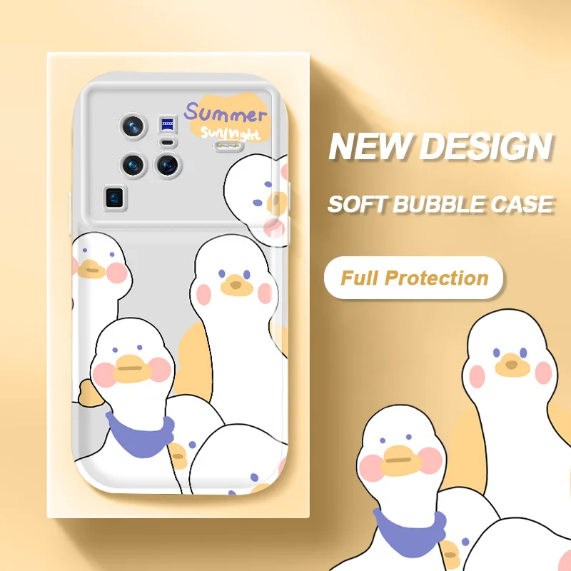 

Duck Bubble Phone Case for vivo X80 X70 X60 V20 Pro X70T X60S S7 S7T S1 Y7S Z1X iQOO Neo Camera Protection Soft TPU Cover