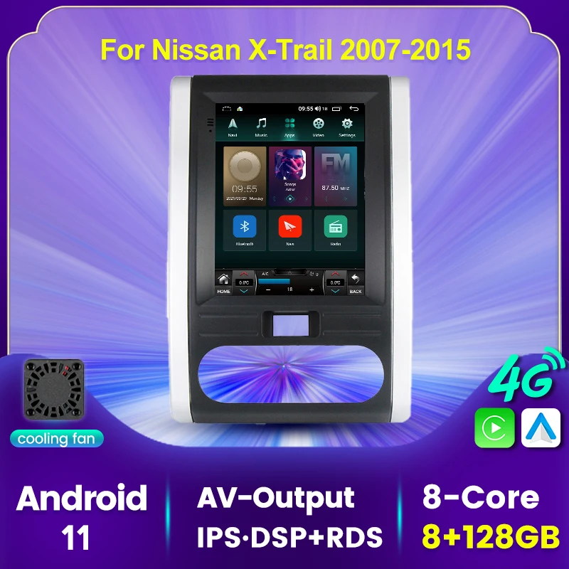 

4G LTE Carplay Android 11 For Nissan X-Trail 2007-2015 New Type Multimedia Stereo Car Autoradio Player Navigation GPS Radio