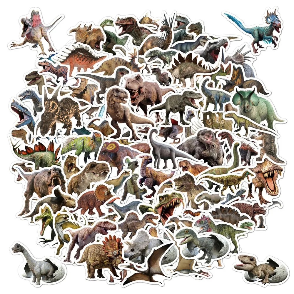 

100Pcs Realistic Jurassic Dinosaur Stickers Kids Toy Gift DIY Skateboard Phone Laptop Notebook Bike Decals Wall Decor Boys Toy