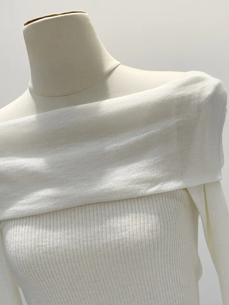 Французский с открытыми плечами и длинными рукавами. Внутренняя одежда. Базовый