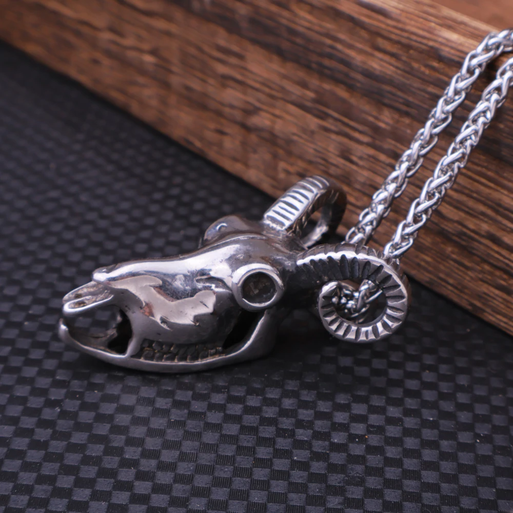 Ожерелье мужское из нержавеющей стали с подвеской в виде головы козы Сатаны