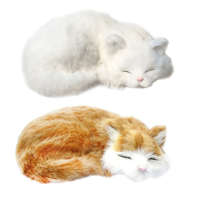 

Plush Birthday Simulation Cat Toy Lovely Artificial Leather Ornament Sleeping Animal Photography Prop Kids Gift