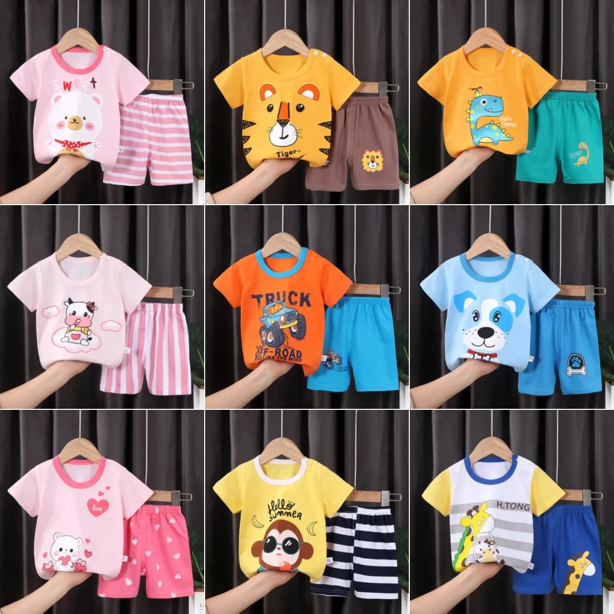 

Children's Short-sleeved Suit Baby T-shirt 0-7 Years Old Boys Summer New Children's Clothing Girls Shorts Baby Clothes Summer