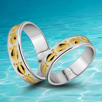 fashion 18k gold plated rings for women men gold silver color lover couple shiny pattern ring engagement wedding jewelry