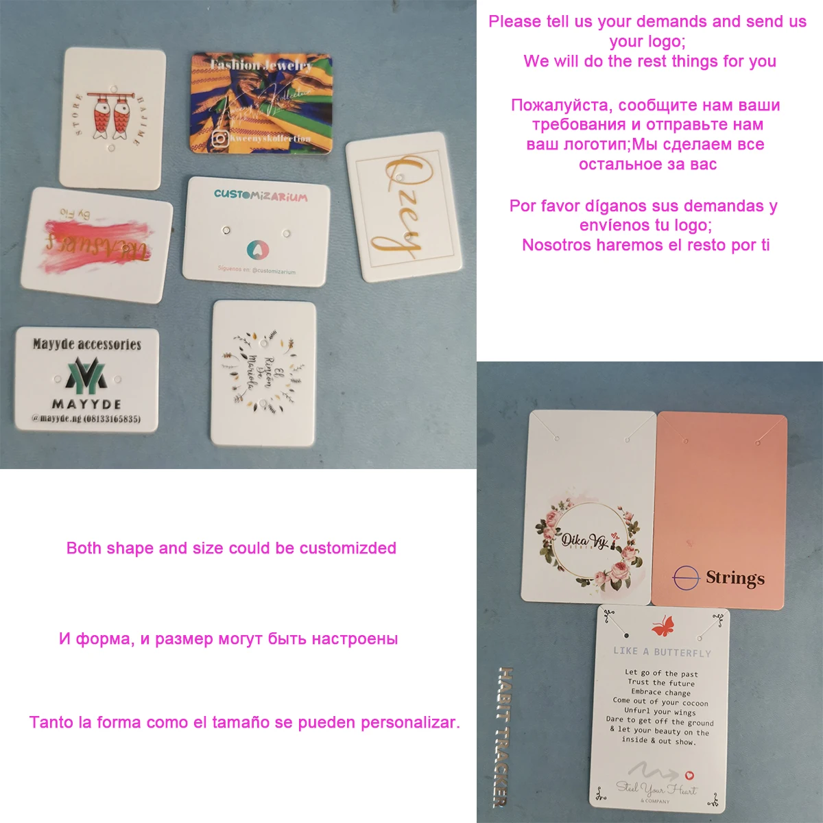 Customized Keychain Package Personalized Logo Anklet Holder Brooch Hairclip Bracelet Necklace Earring Ring Card Display Stand