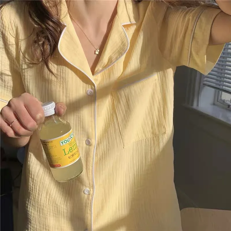 

Домашняя одежда, пижама из хлопка, одежда для сна, женская пижама в спальню, Корейская короткая Пижама, Женский комплект, костюмы, шорты, женс...