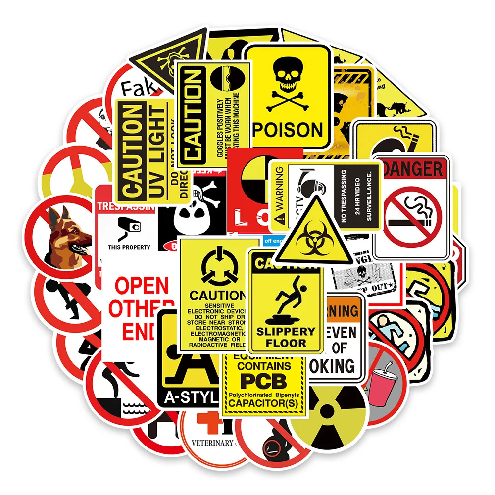 

10/30/50PCS Anime Warning Stickers Danger Banning Signs Reminder Waterproof Decal Sticker to DIY Laptop Motorcycle Luggage Phone