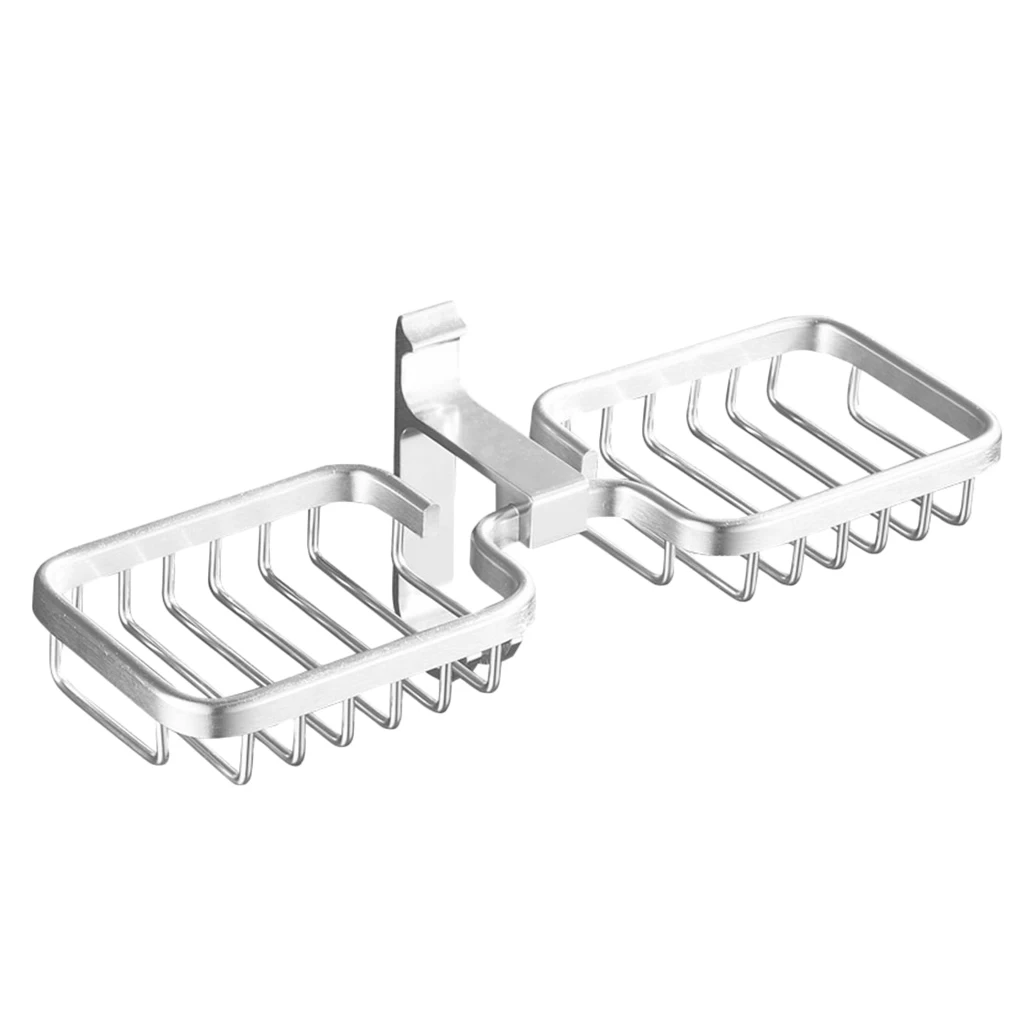 

Bathroom Accessories Double Soap Rack Aluminum Punch Free No Drill Wall-Mounted Shelf Holder Soap Box Soap Dishes Self Adhesive