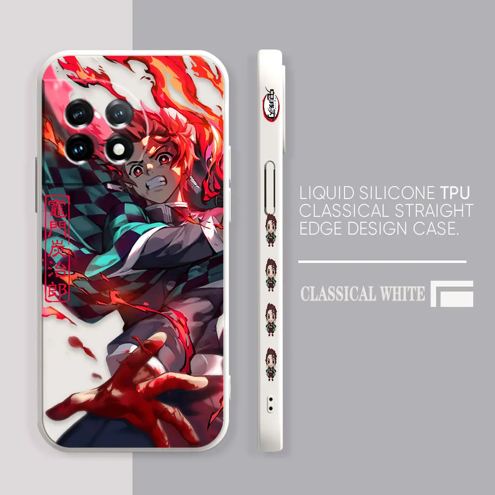 Phone Case For Oneplus 11 10 9 9R 9RT 8 8T 7 7T 5 5T 6 ACE 2V NORD Pro Liquid Case Funda Cqoue Shell Anime Tanjiro Demon Slayer