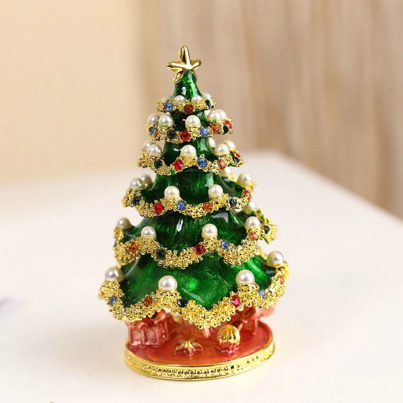 Originality Christmas Decorative Ornaments Enamel Color Craft Metal Christmas Tree Jewelry Box Batch Personalized Gift