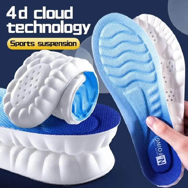 

4D Sports Insole Shoes for Women Men PU Sole Soft Breathable Deodorant Cushioned Shock Cushioning Running Orthopedic Care Insole