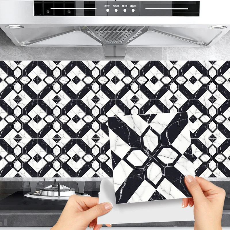

24pcs Marble Pattern Tile Stickers self-adhesive wallpaper Kitchen Wardrobe Bathroom Living room Wall Renovation Home Decor