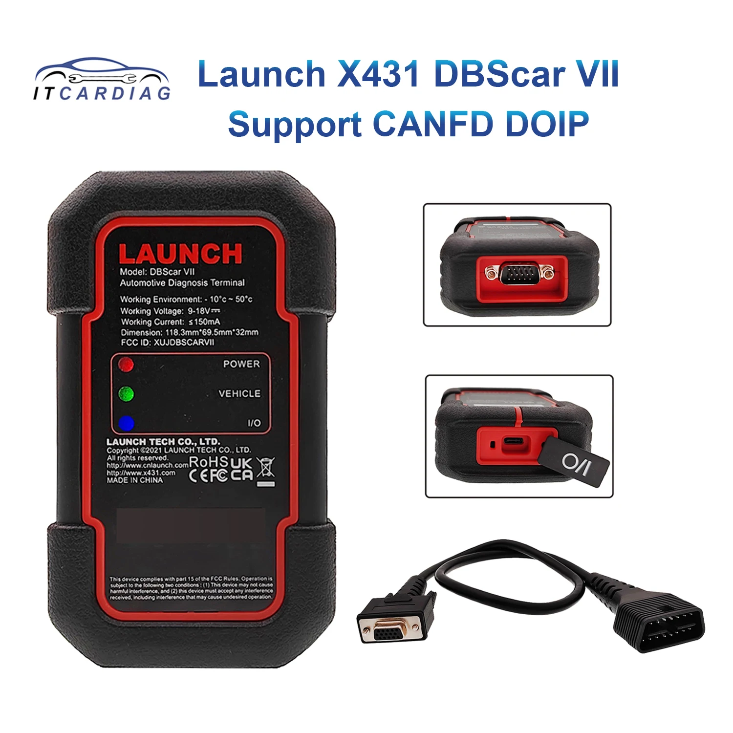Оригинальный сканер кодов Launch X431 DBScar VII DBSCAR 7 с Bluetooth-коннектором, поддержка CANFD CAN FD DOIP-протоколов, для быстрой идентификации/XPR05