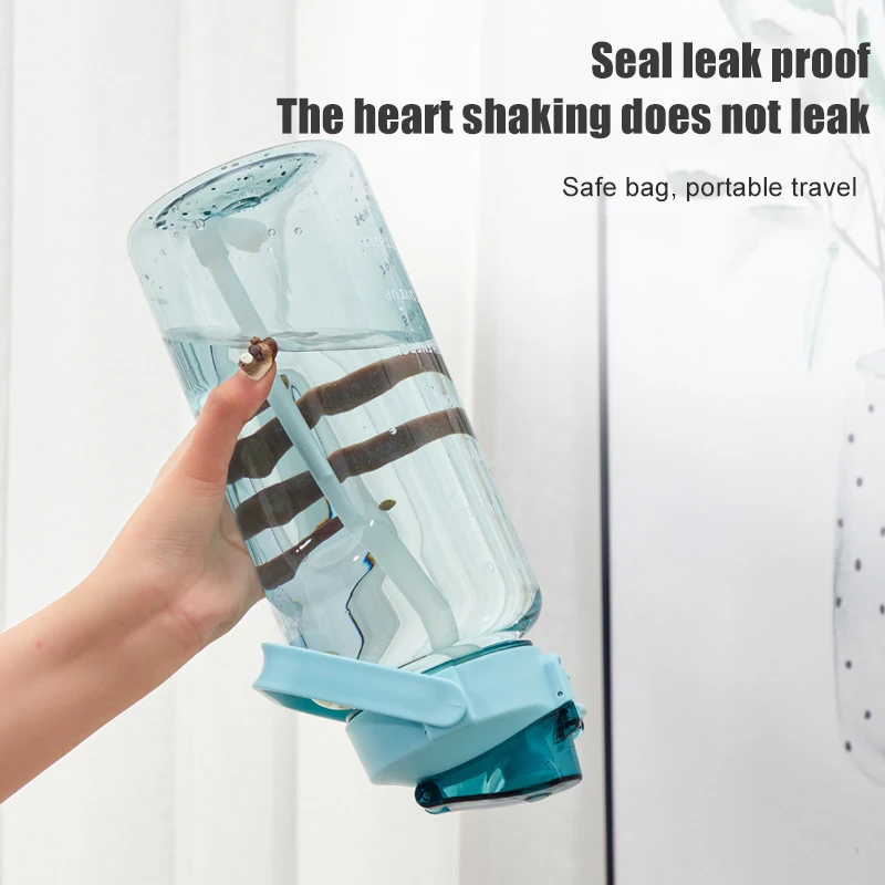 Спортивная бутылка для воды большой емкости 2 л с соломинкой портативные бутылки