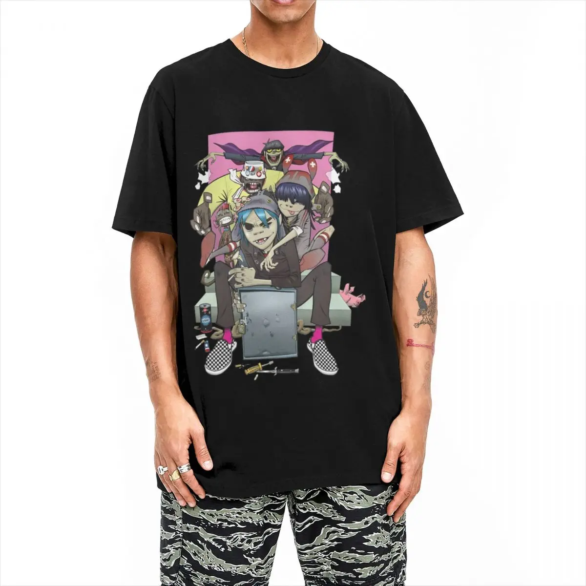 Футболки из 100% хлопка Gorillaz Band популярная новинка с логотипом летняя футболка для