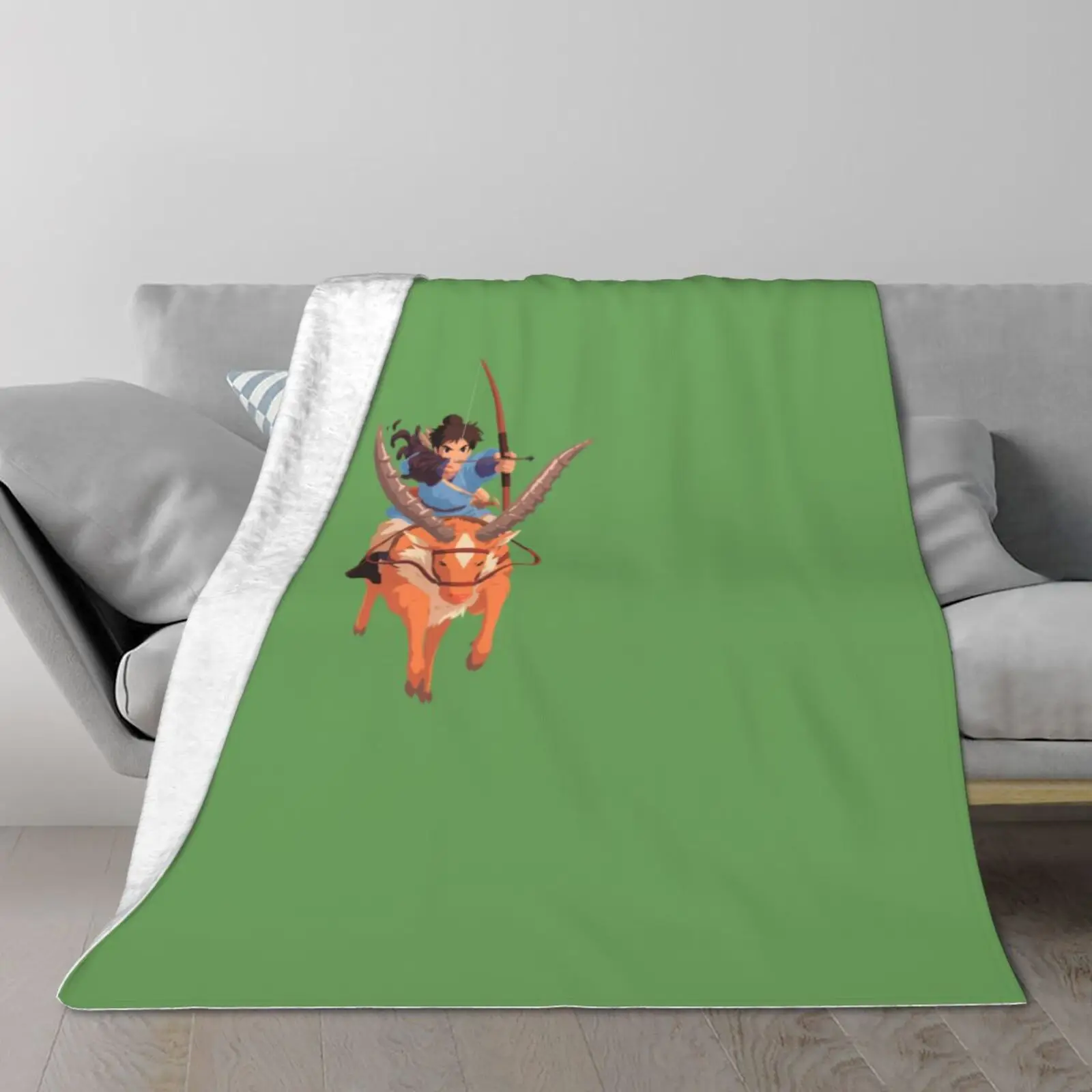 

Anime Film Boy Green Flannel Throw Blanket Christmas Home Holiday Couch Bed Single Side Printed 80x60 Inch Portable Home