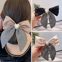 sweet girls houndstooth bow hair band trendy ribbon hairpin hair clip for women bowknot barrettes ponytail clip hair accessories