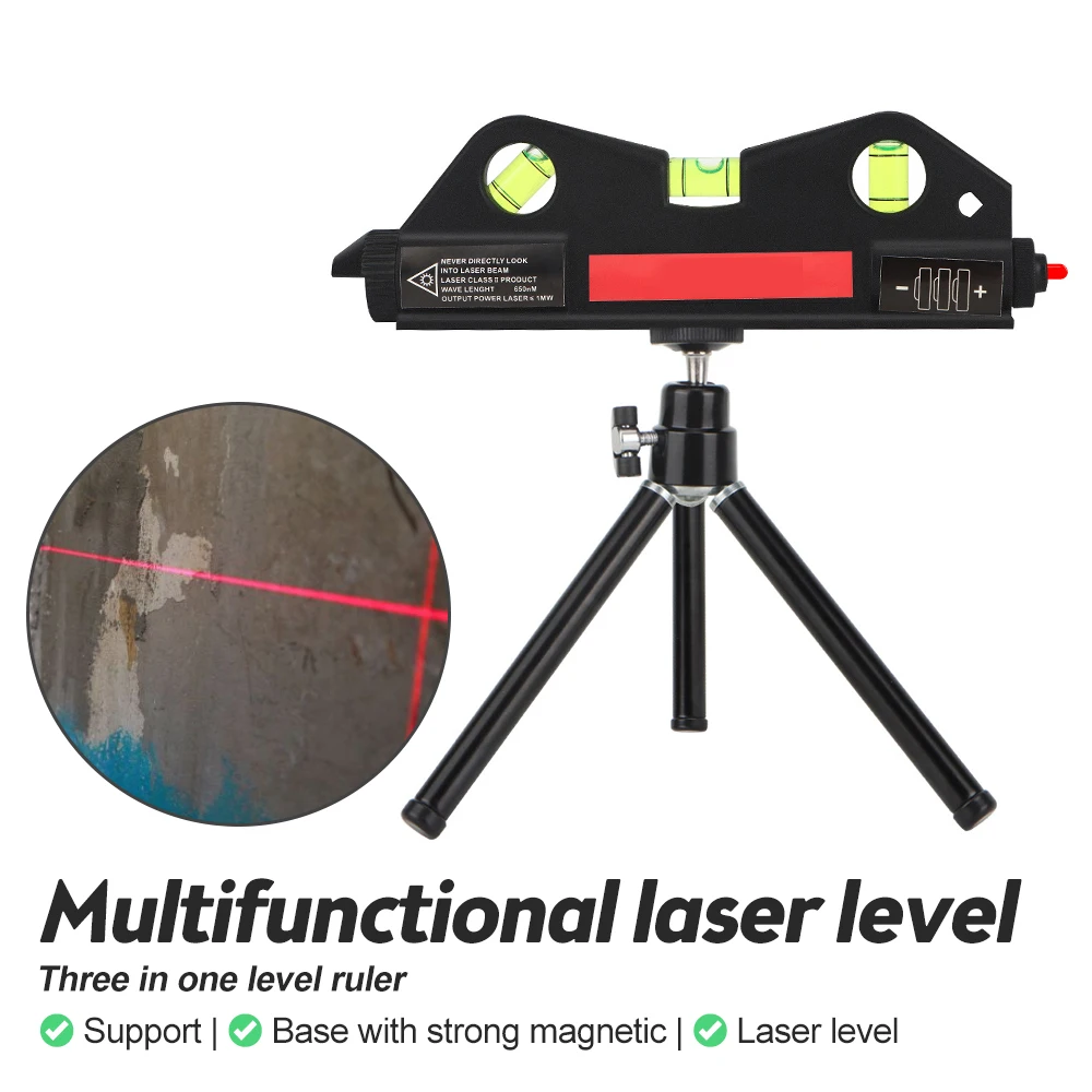 

Laser Vertical Horizontal Laser Level Tape Adjustable Multifunction Standard Ruler Cross Lines Measuring Instrument With Tripod