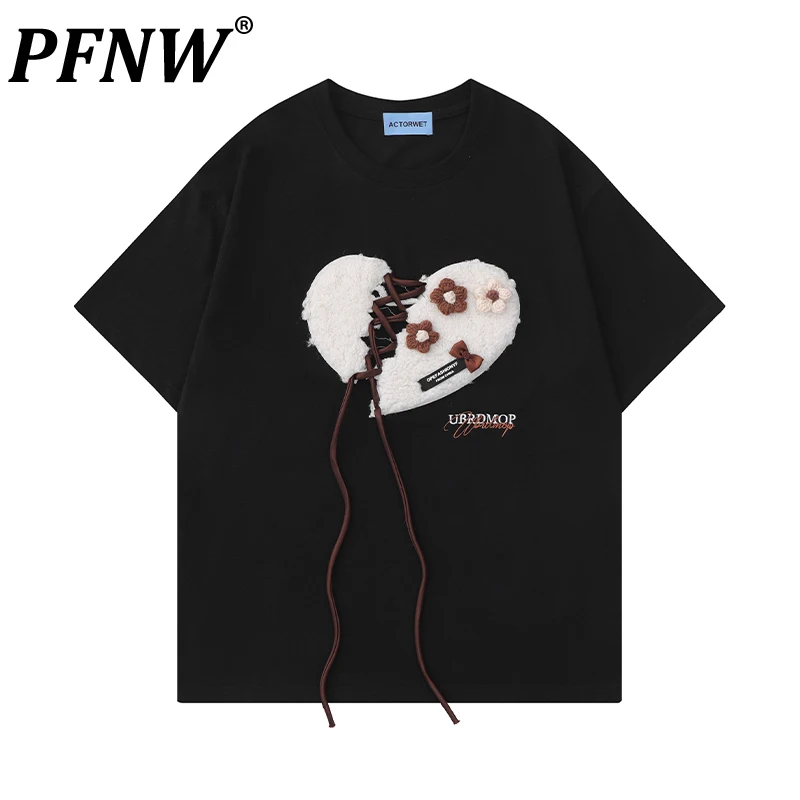 

PFNW Spring Summer New Men's Fashion Short Sleeve T-shirt Stylish Personality Niche Cotton Comfortable Print Casual Tops 28A1502