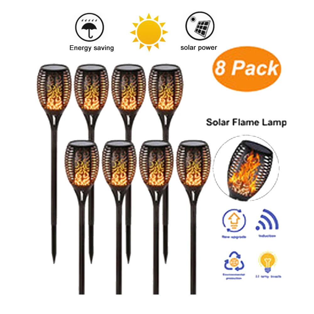 

2-8pcs solar flame lights outdoor for yard Led lights garden led light outdoor luz de led solar Landscape Lawn led tiki torche