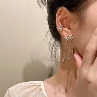 trendy silver zircon long tassel earrings dangle for women temperament petal stud earrings hoop earrings jewelry gift