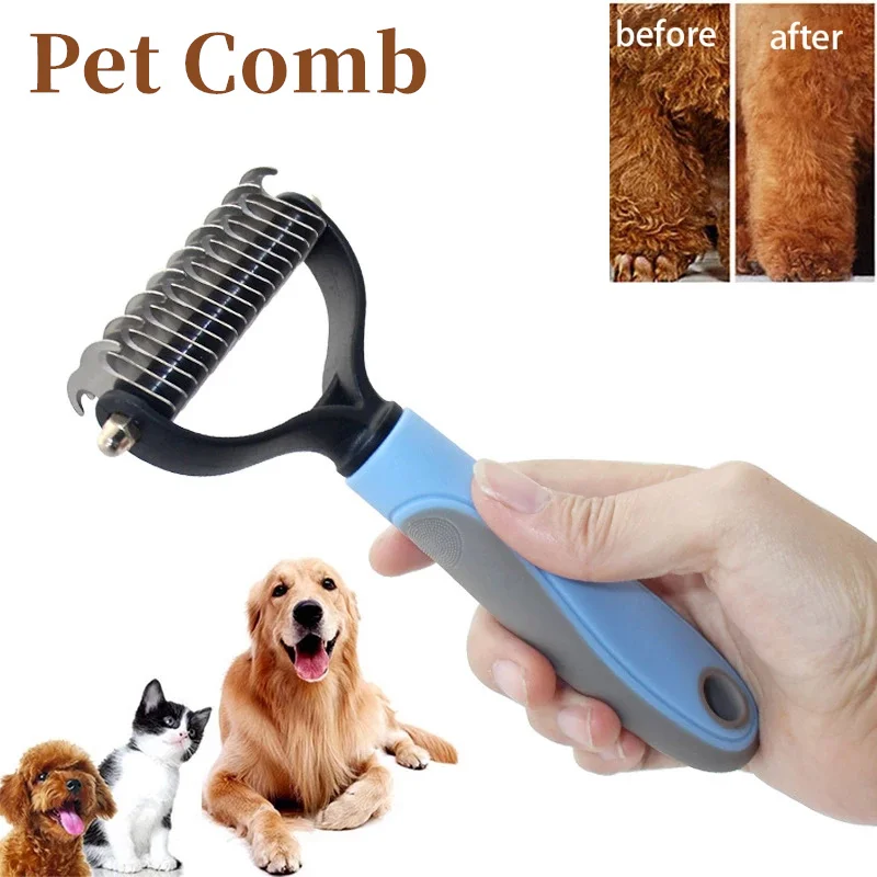 

Pets Fur Knot Cutter Dog Grooming Shedding Tools Pet Cat Hair Removal Comb Brush Double sided Pet Products Suppliers