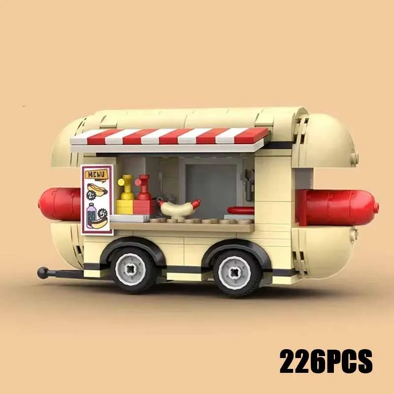 Модель городского автомобиля Moc строительные кирпичи хот-дог грузовик фаст-фуд
