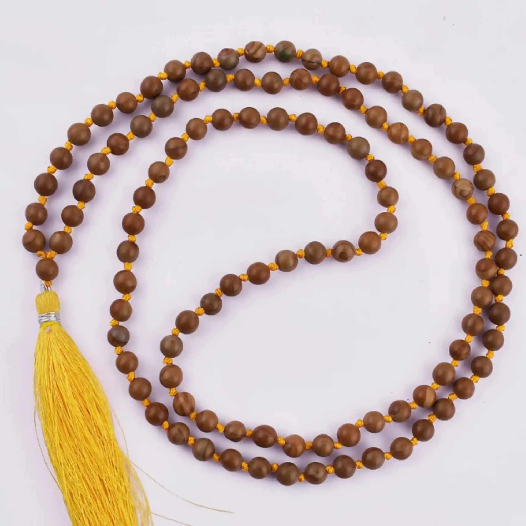 

8mm Natural knot Sandalwood gemstone beads Tassel necklace Healing Easter Pray Meditation Relief Elegant Christmas Calming