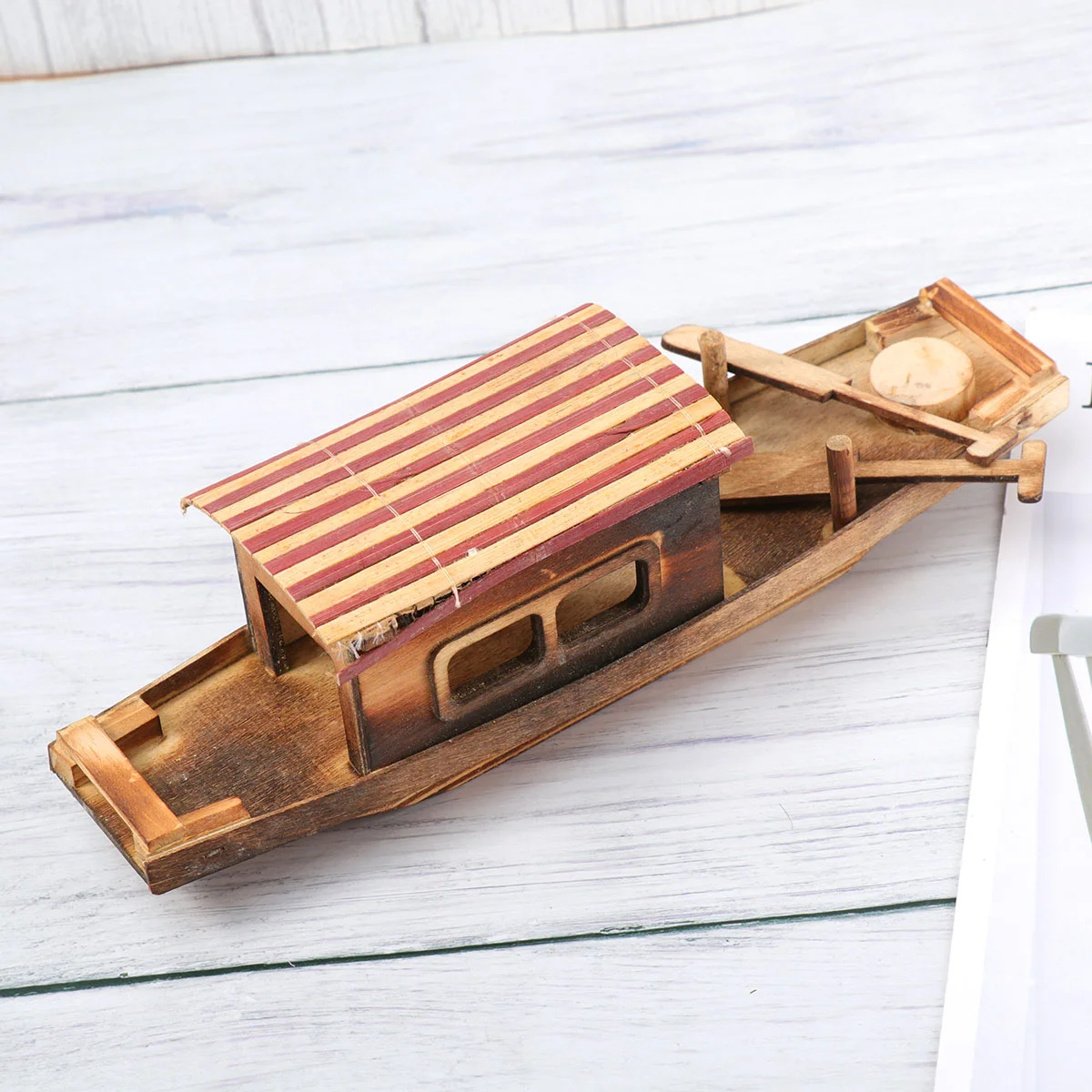 

Model Wooden Boat Decoration Ship Sailboat Decor Home Wood Ocean Nautical Vintage Ornament Coastal Seaside Ships Beach Made