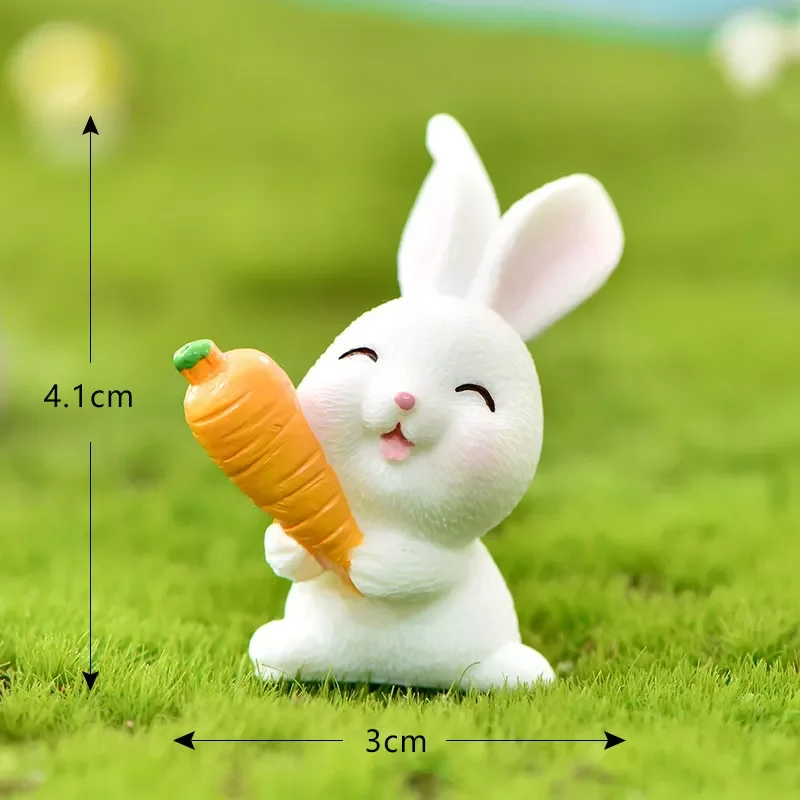 

Rabbit Model Cartoon Animal Figurine Dollhouse Miniature Fairy Home Garden Decoration Resin Mold Easter Desktop Craft