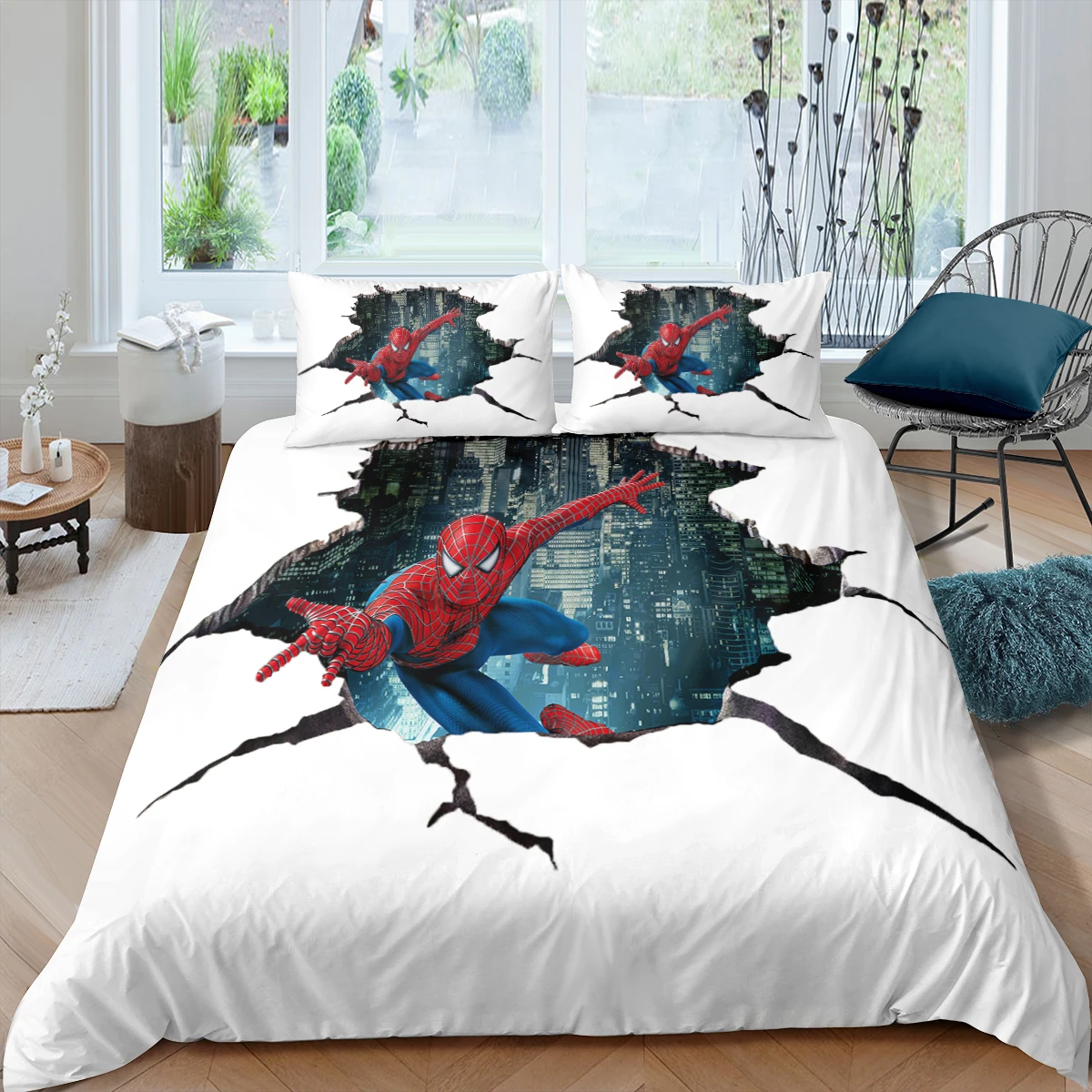 

2/3 Pcs Duvet Cover Sets 3D Hole Creative Bedding Set Boys Men Bedclothes with Pillowcases Single King Queen Quilt Covers