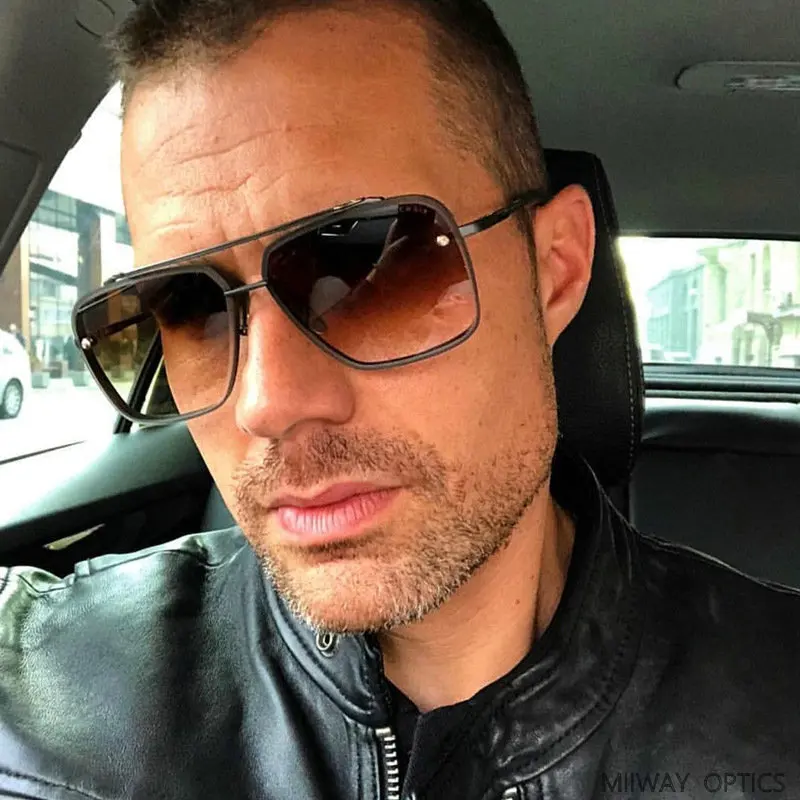 

New Fashion Big Frame Sunglasses Men Square Metal Sun Glasses Women Retro Sun Glasses Vintage High Quality Driving Glasses