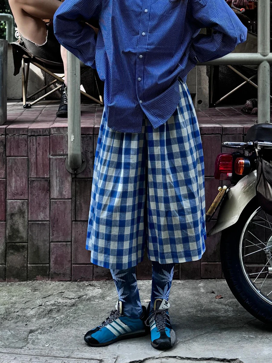 Женские винтажные клетчатые мешковатые шорты REDDACHiC хлопковые свободные короткие