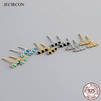 jecircon simple 925 sterling silver turquoise stud earrings for women geometric mini cute studs pierced earrings fine jewelry
