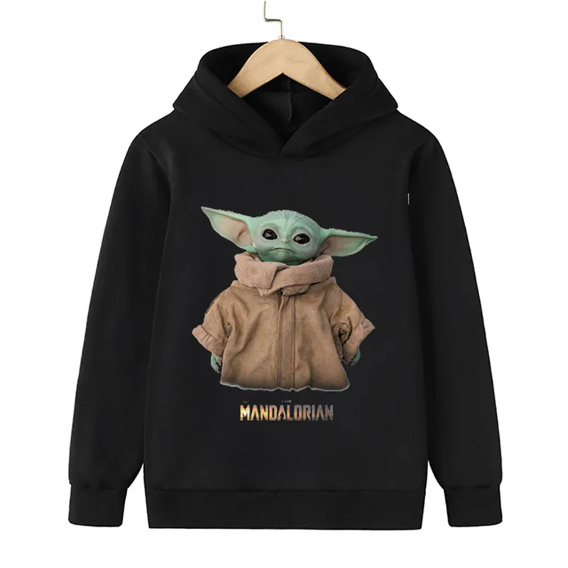 

Children' Clothing Yoda Mandalorian Long Sleeve Sweatshirt Boys Girls Tops Kids Cartoon Hoodies Baby Boys Clothes Street Wear