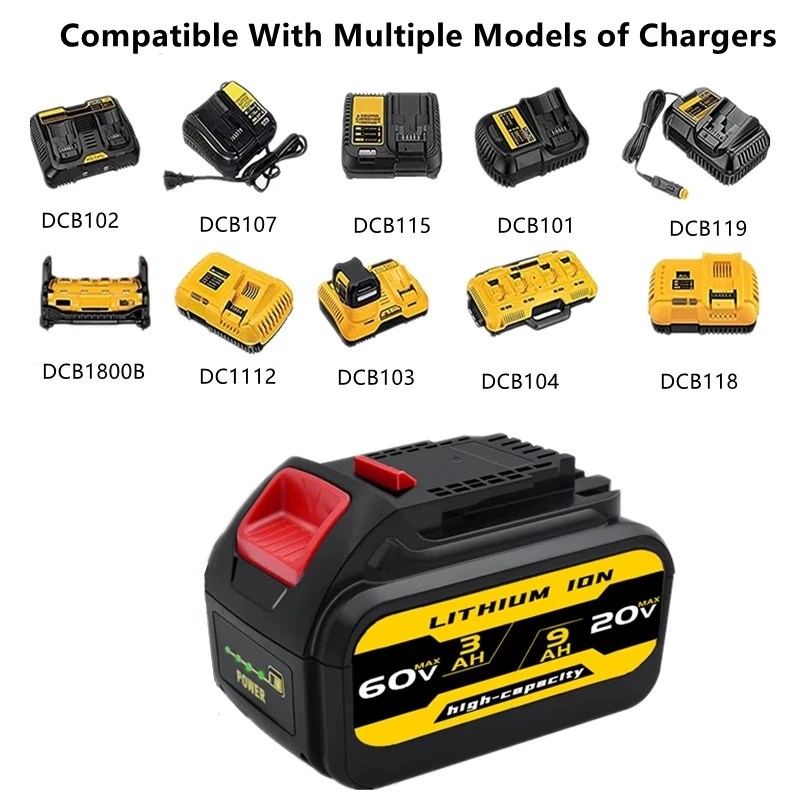 2022 9.0Ah 20В/60В Макс. DCB606 Замена Dewalt Flexvolt. Аккумуляторная батарея для