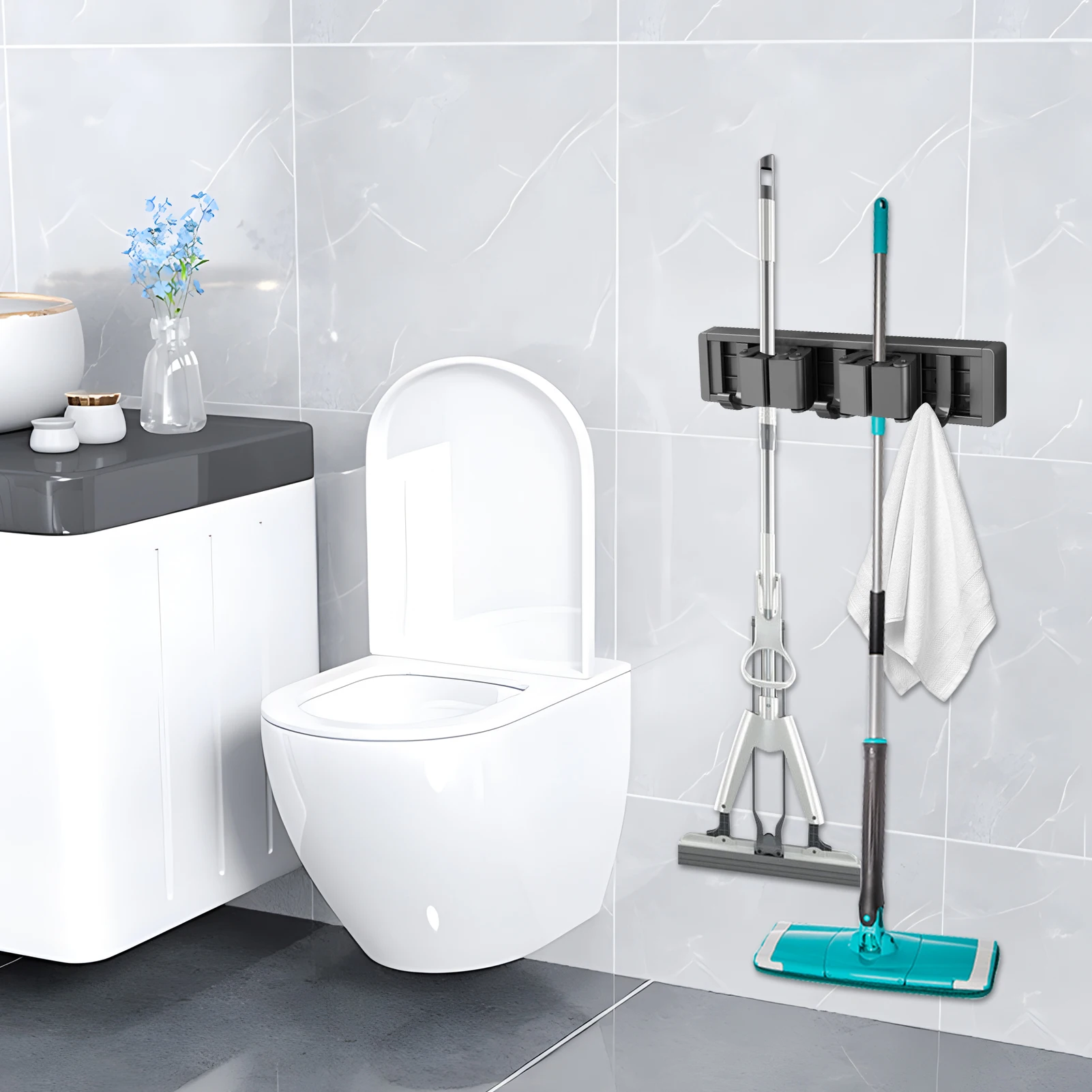 Настенный держатель для швабры вешалка метлы зажим щеток с 3 крючками стойка