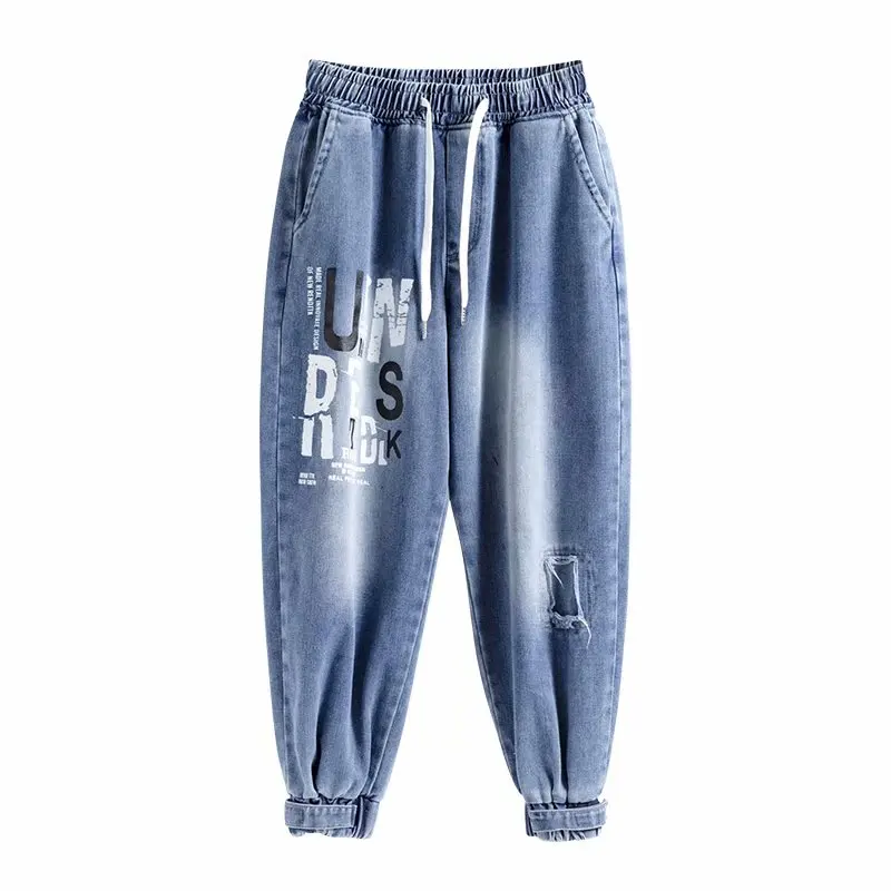 

men jeans Fashion Men's Pants Streetwear Cargo Pants Jogging Pants printed Casual Pants Men Elastic Waist Men Clothing Trousers