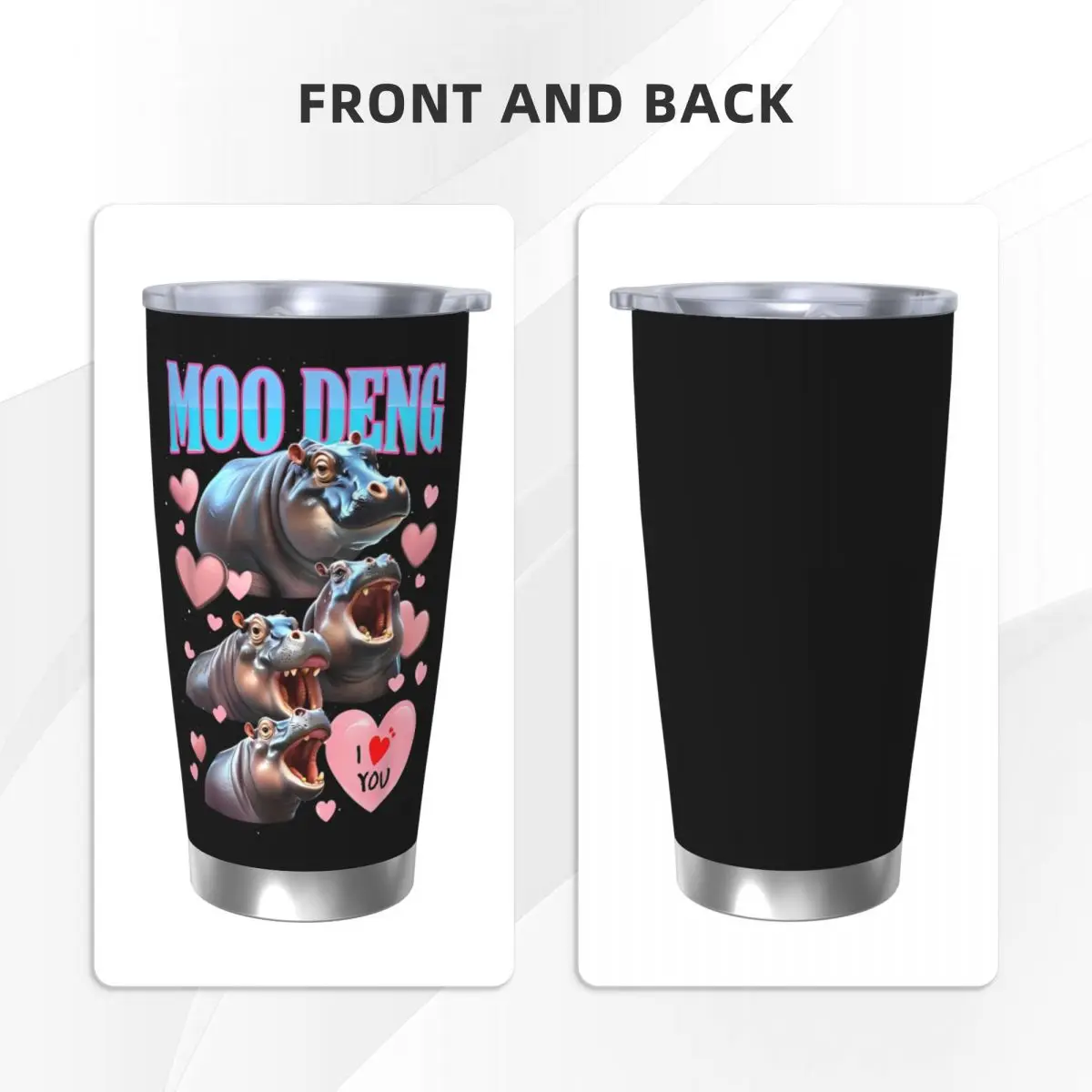 Забавная Изолированная Термокружка Moo Deng I Love You с соломинкой из нержавеющей стали