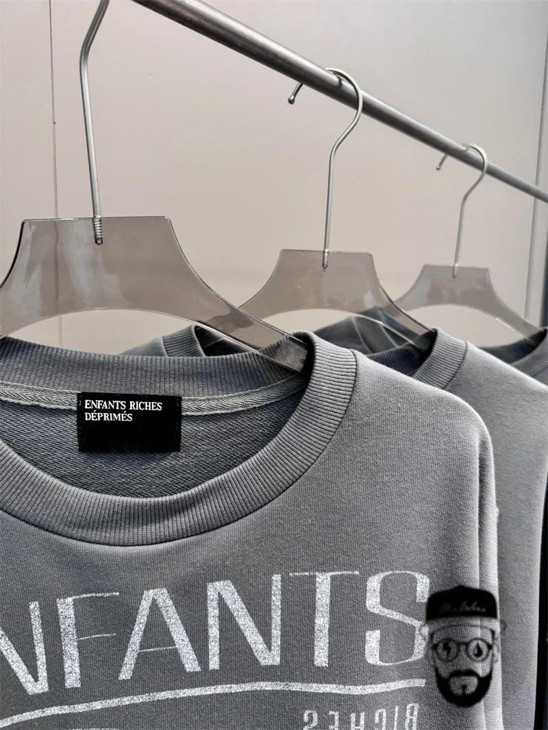 Зимняя серая толстовка с капюшоном в стиле ретро свободная спортивная одежда